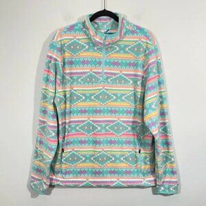 Chubbies Flame Commander Fleece Quarter-Zip Pullover Mens Size XL Retro Aztec